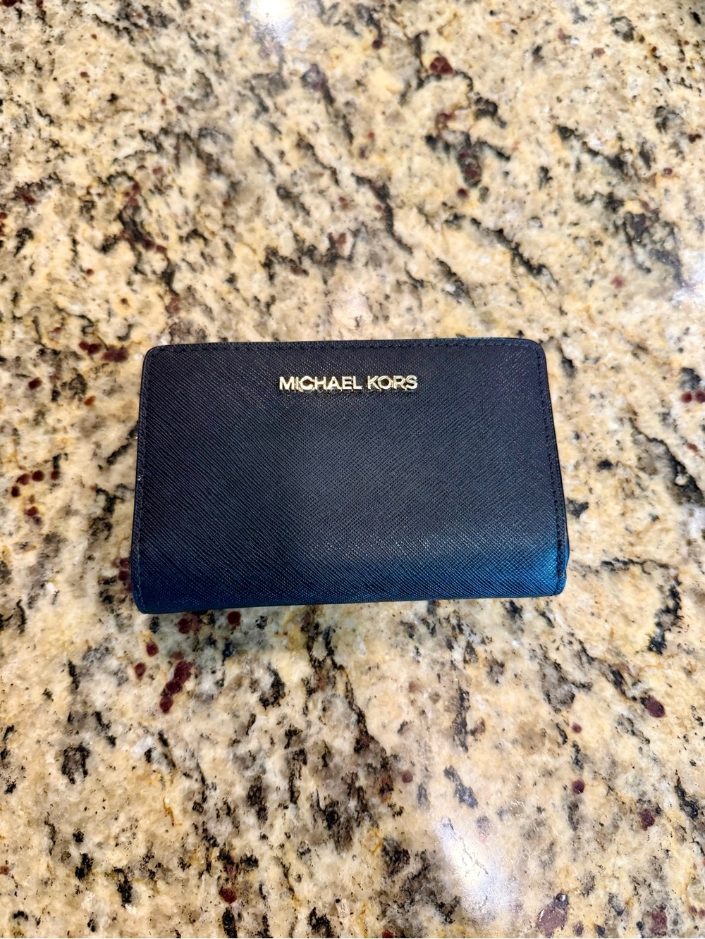 Michael Kors Black Saffiano Leather Zip Card Case